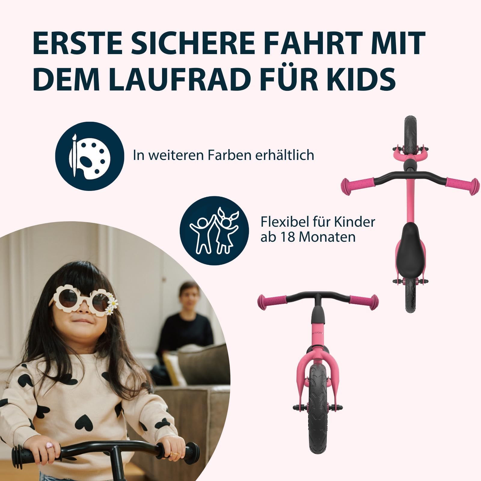 HUDORA Laufrad Up 10 Zoll in versch. Farben - Leichtes Lauflernrad - Gleichgewichtsrad mit hoher Kippstabilität - Lauflernspielzeug für Kinder - Kinderspielzeug mit 2 Rädern