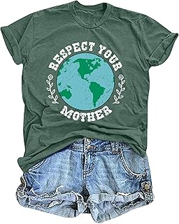 Earth Day Shirt Women Respect Your Mother Letter Print T Shirt Earth Day Eco Friendly Gift Causal Tees Tops