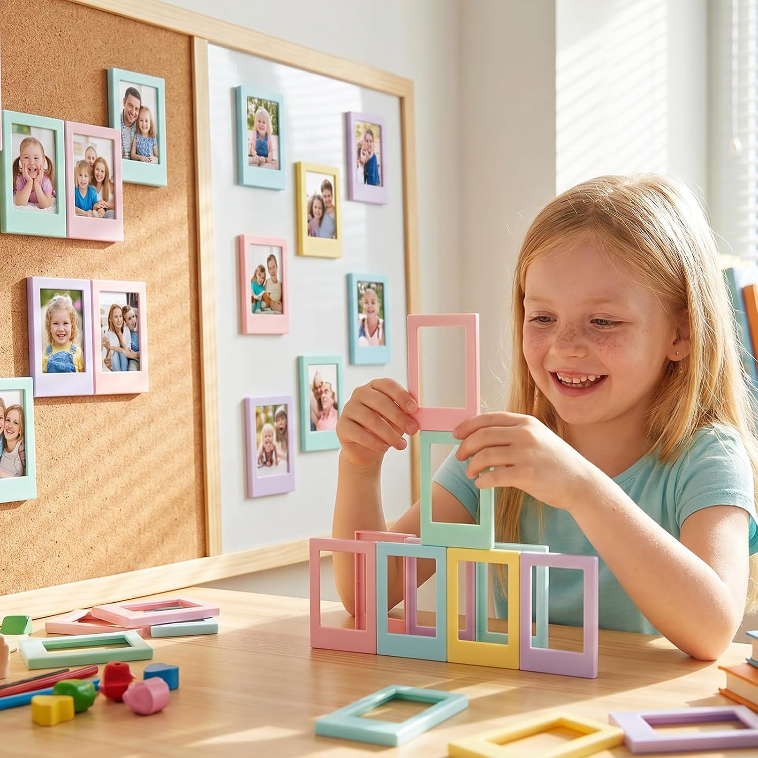 36 Pcs Magnetic Picture Frame for Mini 3 Inch Photos - 12 Colors Plastic Table Frame Holder Fridge Magnet for Office, Wallet Size Display, 3 Each Color
