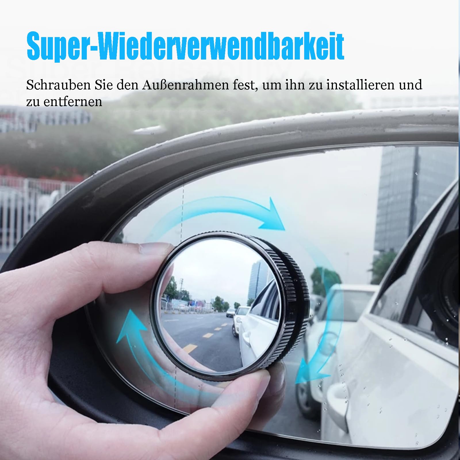 Samochodowe lusterko martwego kąta, 2 SZTUKI Okrągłe szkło HD z obramowanym, wypukłym lusterkiem wstecznym z regulowaną szerokokątną przyssawką do samochodów, SUV-ów i ciężarówek (Czarne)