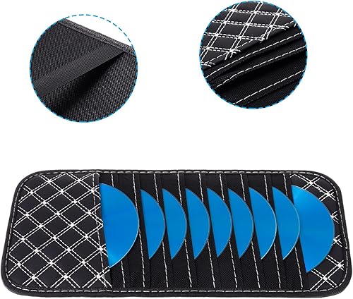 Miniatura 4 de PATIKIL Soporte para CD de visera, piel sintética, capacidad de 10 unidades, funda de disco de rejilla, organizador con correa para colección de