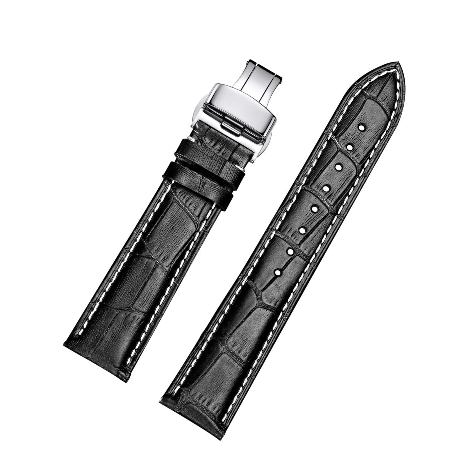 Cinturini per orologi in pelle con fibbia deployante per cinturino da uomo e orologio da donna Starp 18mm 19mm 20mm 21mm 22mm 23mm 24mm