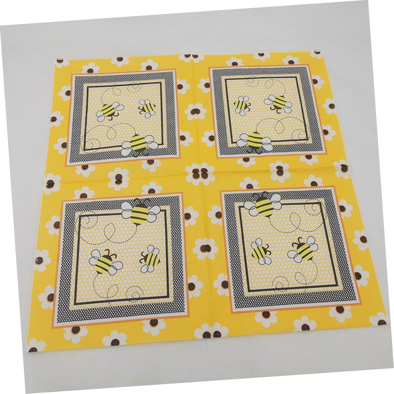 Papierservietten mit Bunter Bienenmuster Druck, 2-lagig | Partyartikel Stoff, für Hochzeit und Bankett, 33x33cm, 100 Stück, Schönes Design