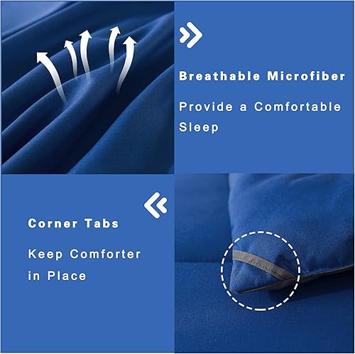 Miniatura 5 de DOWNCOOL - Juego de edredón y fundas de almohada para cama tamaño matrimonial, incluye edredón con relleno alternativo y 2 fundas, juego de 3