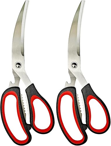 Tijeras de cocina, paquete de 2 tijeras de cocina para barbacoa, carne, carne de corral, tijeras multiusos para cocinar alimentos, acero inoxidable,
