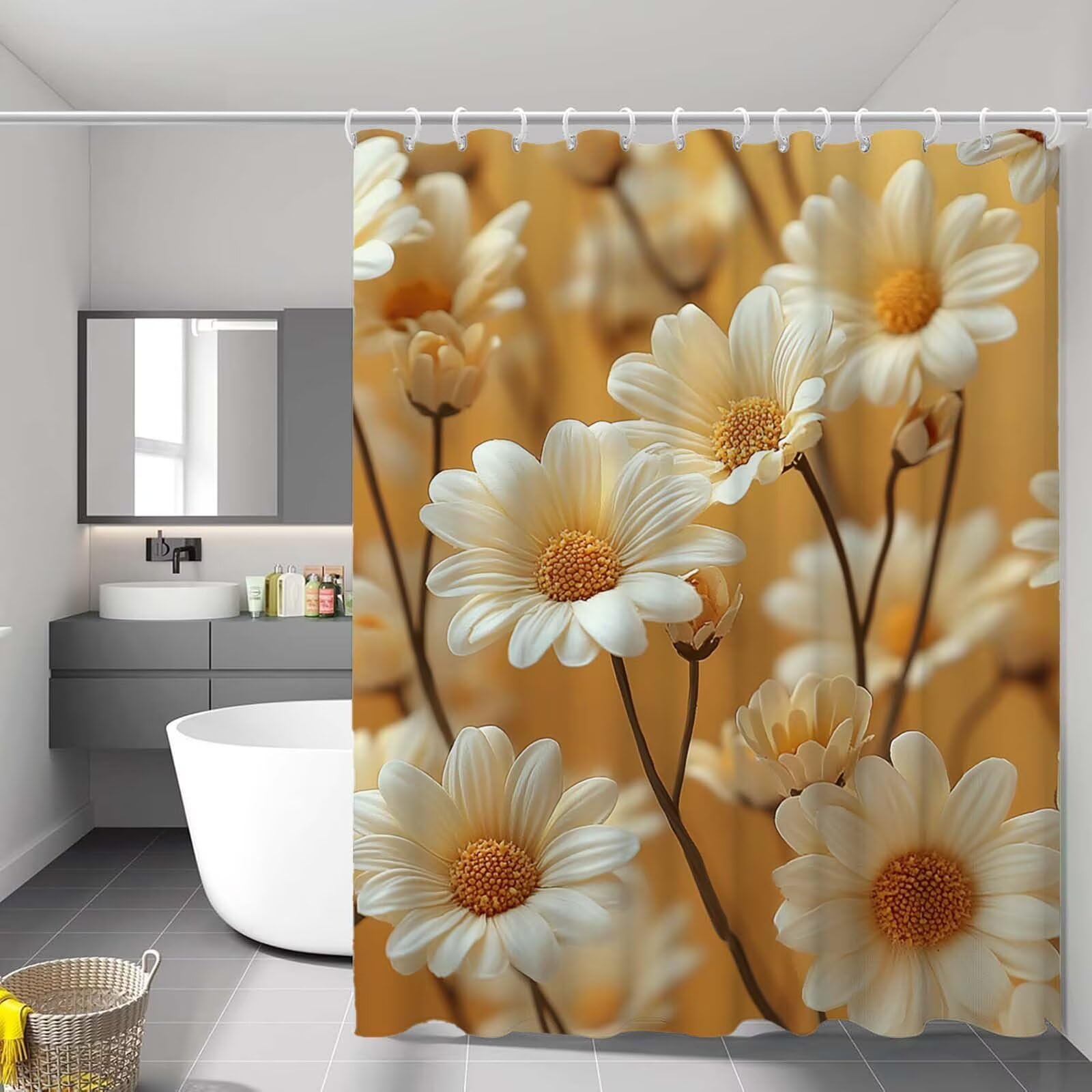 Rideau douche 90x180 imperméable en polyester D-8372 à séchage rapide