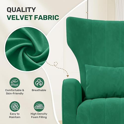 Miniatura 3 de Nalupatio Sillas decorativas modernas para sala de estar, silla de lectura tapizada de tela de terciopelo, sillón de mediados de siglo, sillón