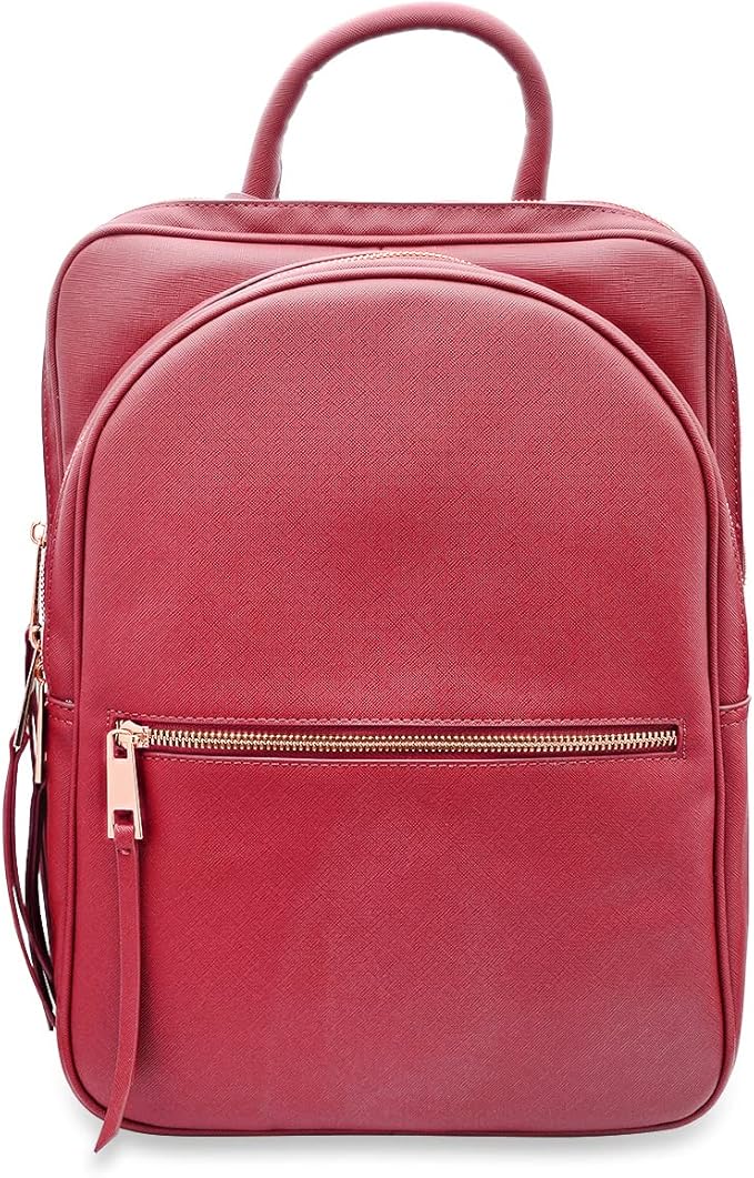 Steeltime Unisex Super Soft Premium Vegan Leather Travel Backpack with 6