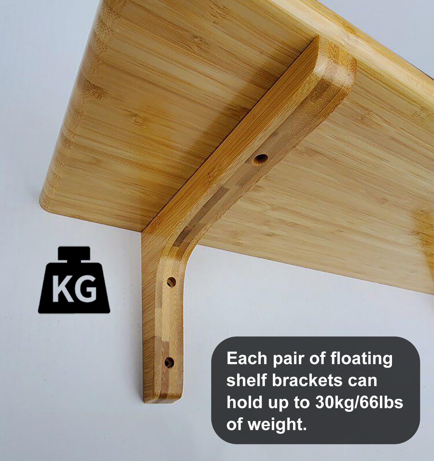 Escuadras para Estanterias Juego de 6 Soportes para Estantes Flotantes de Madera Maciza | Soporte para Estante en Forma de L (10, 15, 20, 25, 30, 35 cm) – Soporte Decorativo para Estantería