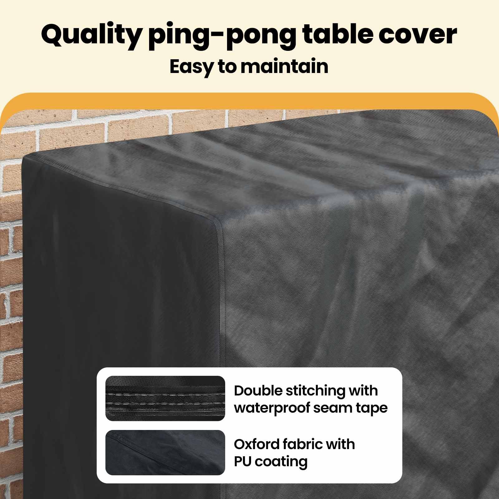 vidaXL Housse de Table de Pingpong Uni Noir 165 x 70 x 185 cm Tissu, Housses Modernes, irrégulières en Tissu étanche pour Tables, Jeux, Meubles de Jardin et terrasses
