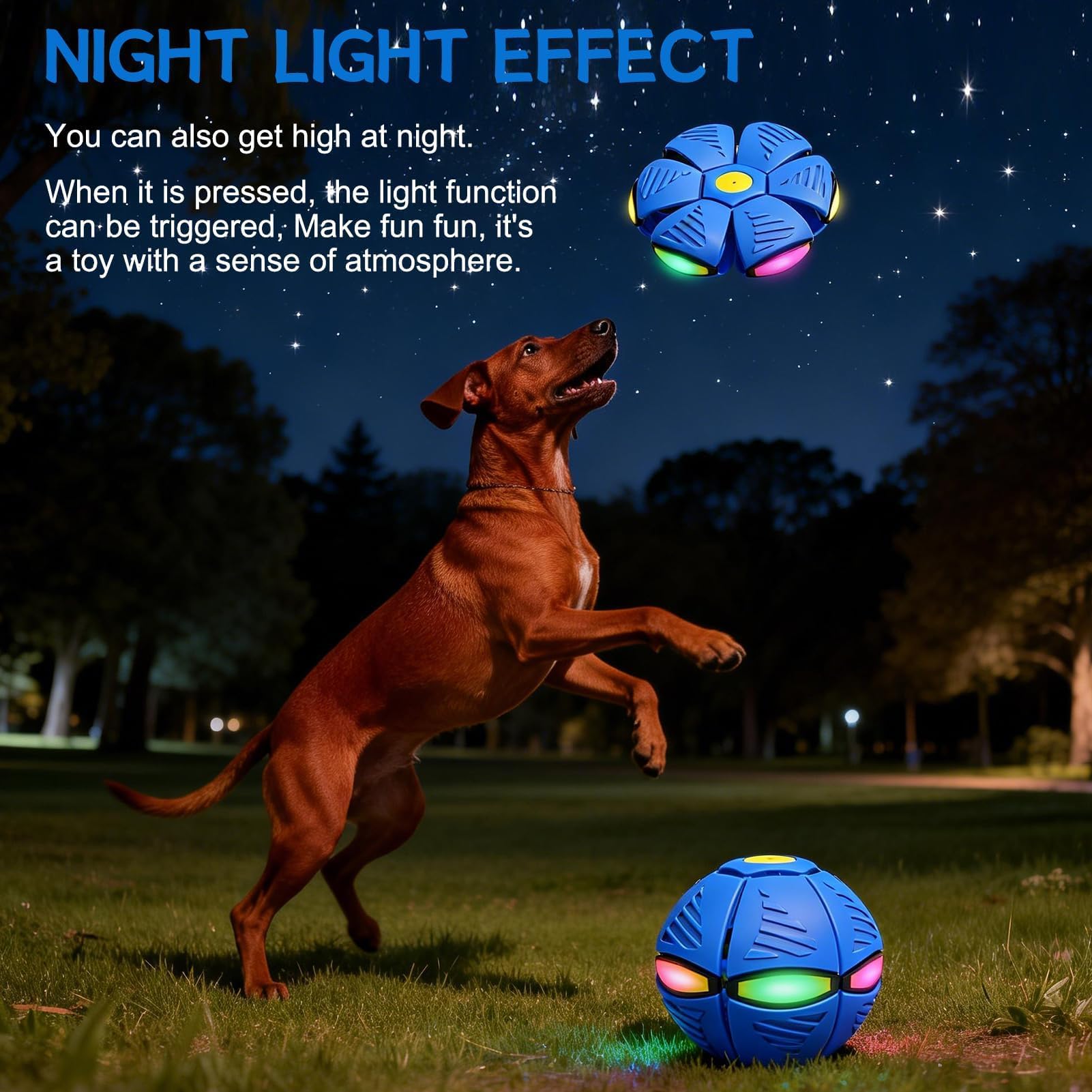 Dongcill Platillo Volador mágico, Nueva Bola mágica de 2026 con 6 Luces, platillo mágico de Doble Forma, Pelota saltarina para estimular los Reflejos Motores, Juguete para Perros