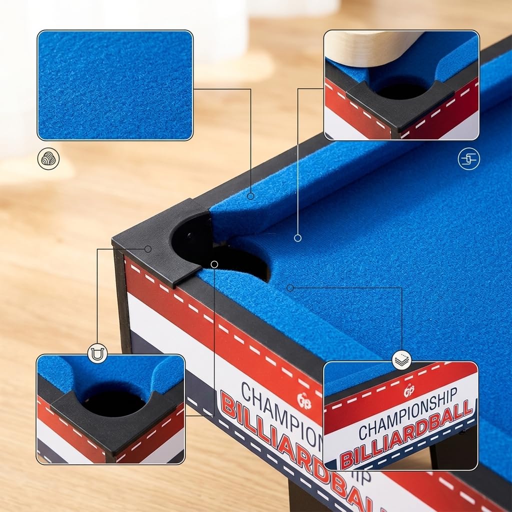 Mesa Billar Infantil Madera, Juego Billar para Casa, Mesa Billar Compacta para Niños, Entretenimiento Familiar