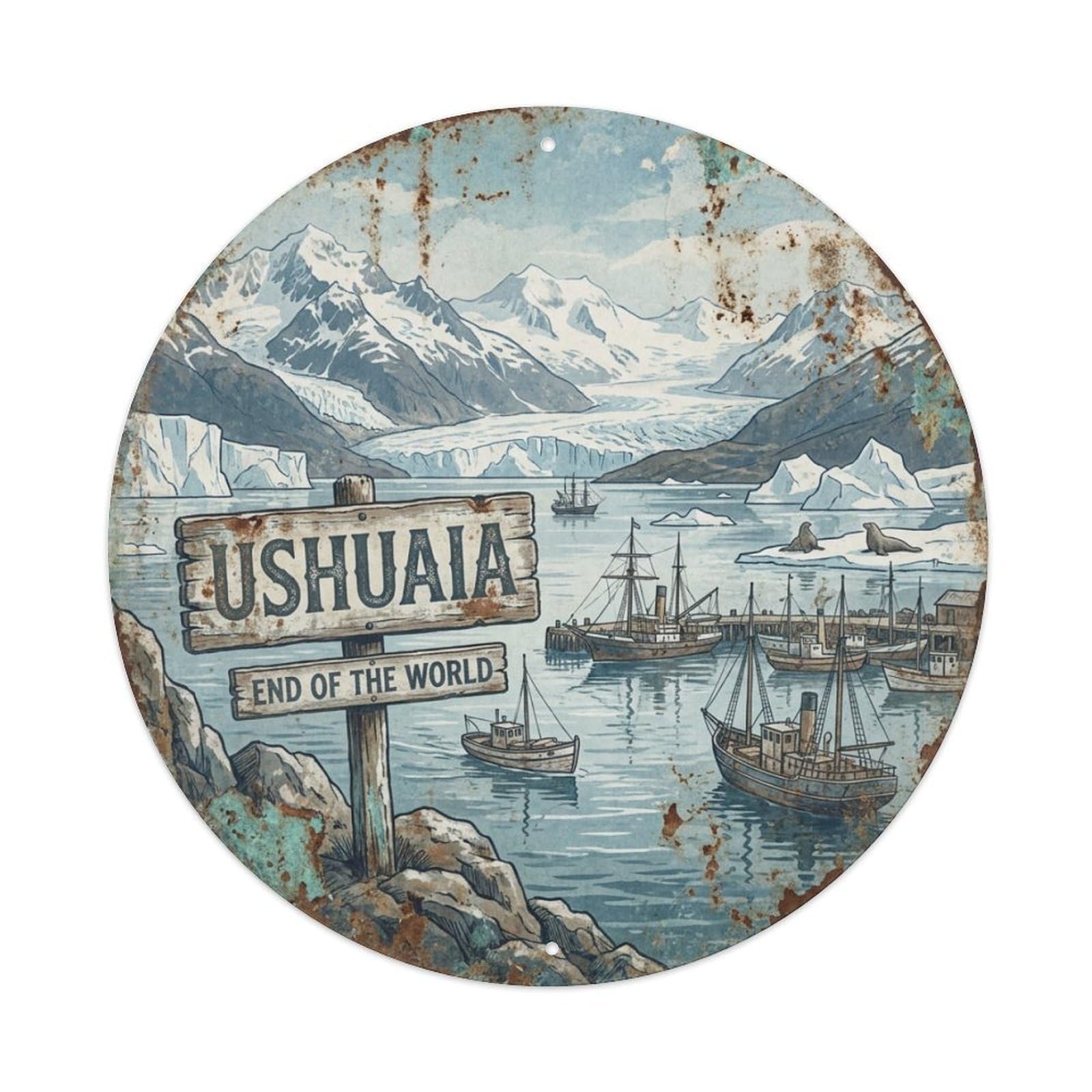Argentina Travel Vintage Ushuaia Metal Tin Sign