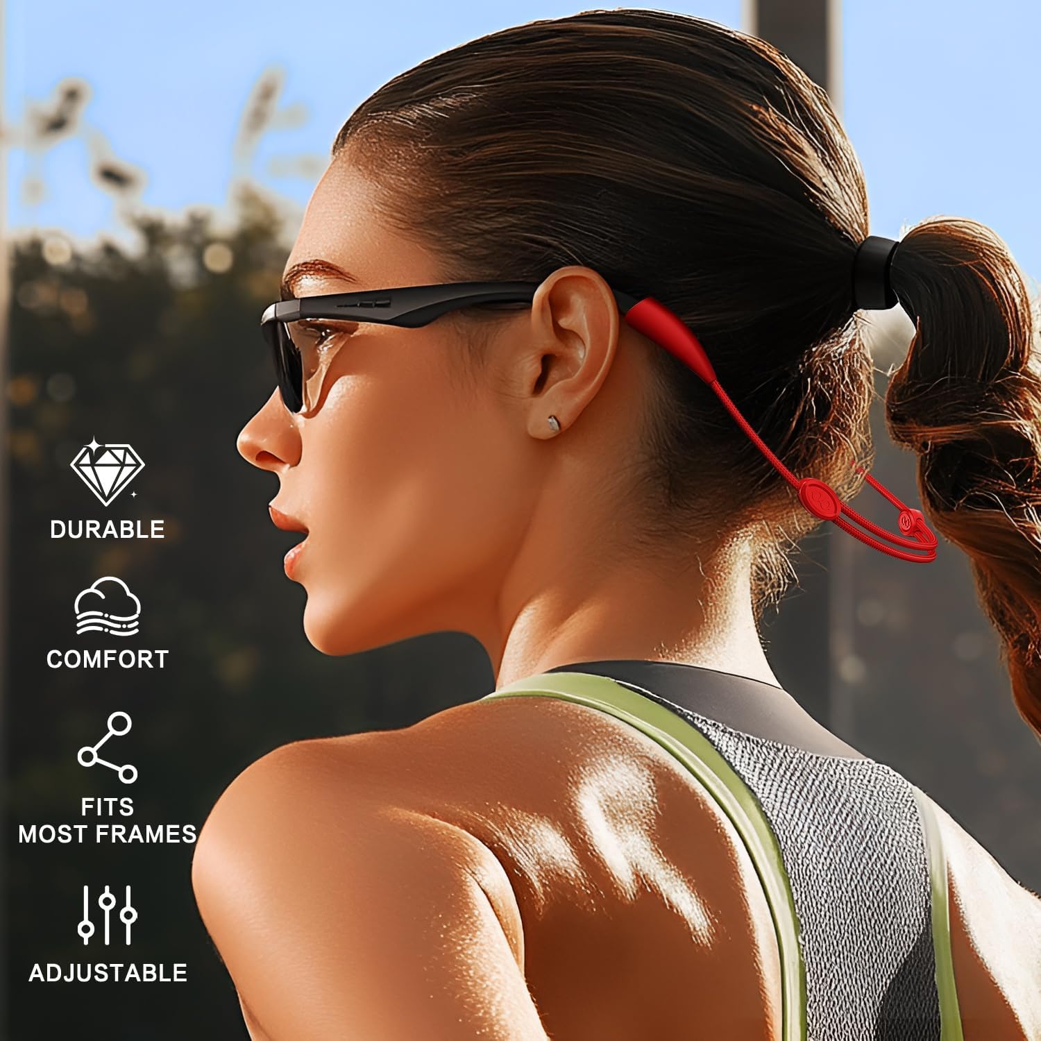 Glasses Strap 3Pcs, No Tail Adjustable Sunglasses Strap For Sports, Eyeglasses Holder Around Neck, Eyewear Lanyard Retainer, Glasses Chain For Men, Women (Black, Brown, Blue, 13.5 inches) - Image 4