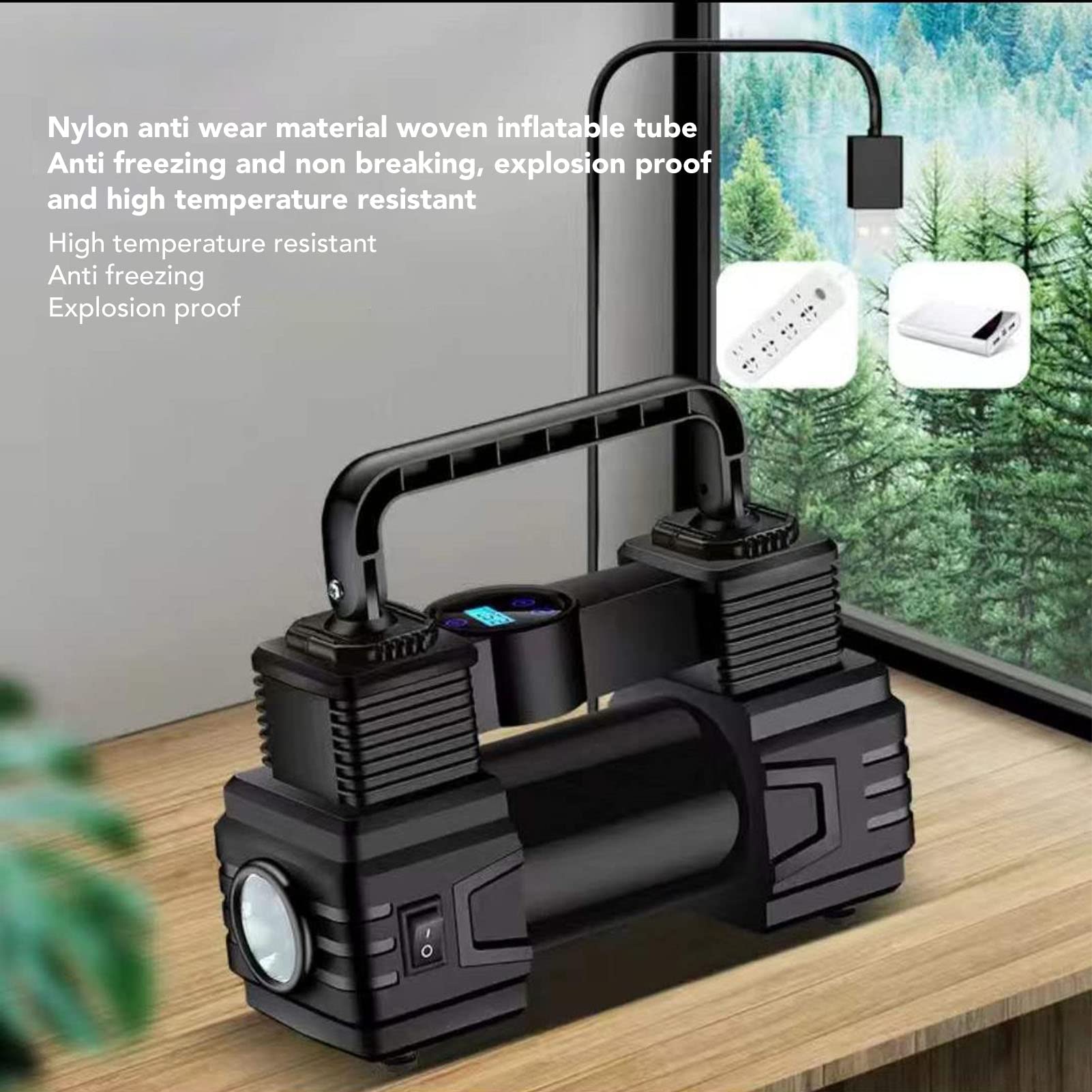 Compressore D'aria del Gonfiore dei Pneumatici, Flammatore per Pneumatici da 12 V per Auto da Pneumatico da 120 Psi Compressore di Pressione Digitale Pompa Del'aria Portatile con