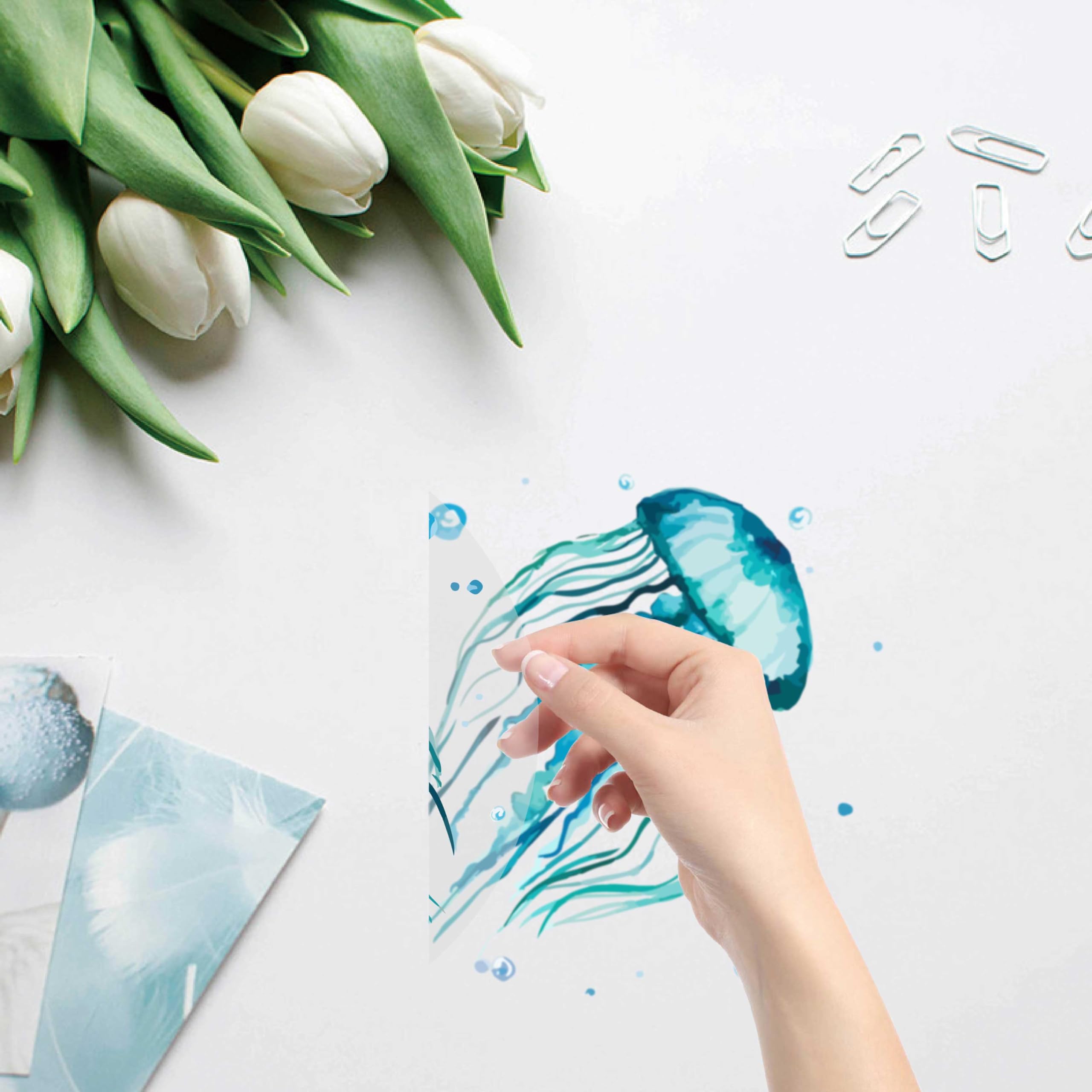 GORGECRAFT Adesivi Vetro Animali Marini - 4 Pezzi Tartaruga, Balena, Cavalluccio, Medusa | Pellicola Antiuccelli Per Finestre - Foto 11