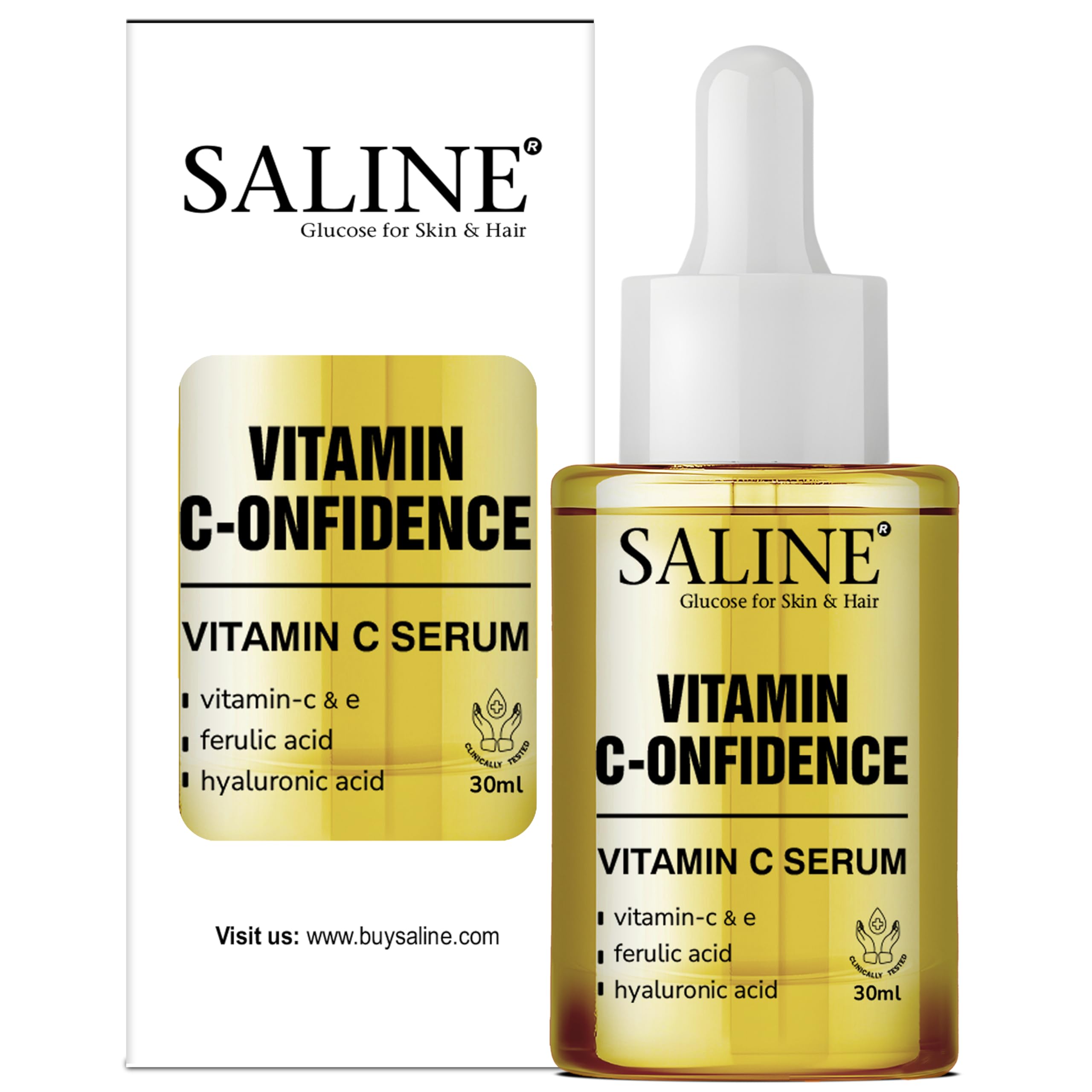 Saline Vitamin C-onfidence | Vitamin C Serum with Ferulic Acid, Vitamin E, & Hyaluronic Acid | Improves Discoloration, Uneven Tone & Firms | Hydrating Brightening Serum | | Natural Skin Care