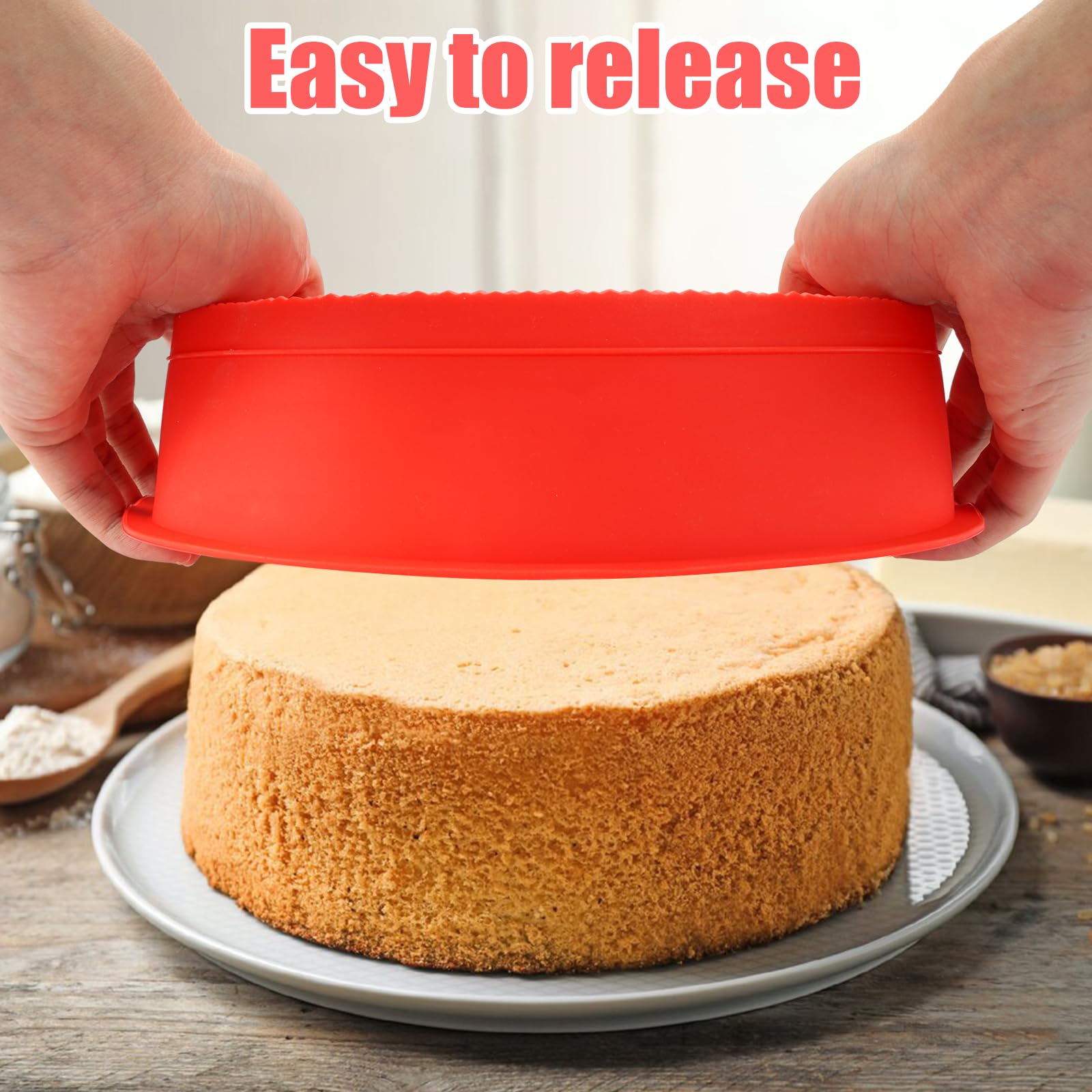 Set 4 Stampi Torta In Silicone - 4,6,8,10 Pollici Antiaderenti Per Dolci E Forno - Foto 9