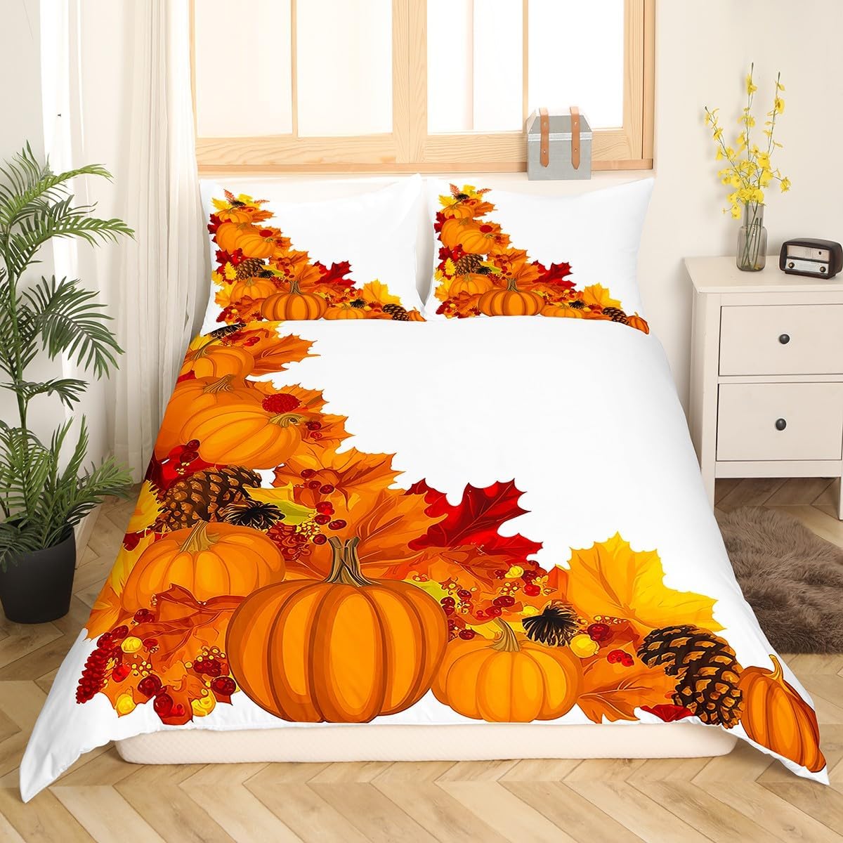 Feelyou Girls Cherry Decoration Girly Comforter Cover Queen Size Adults Cute Heart Pink Cherry Bedding Set Kawaii Fruit Cartoon Style Duvet Cover with 2 Pillowcases