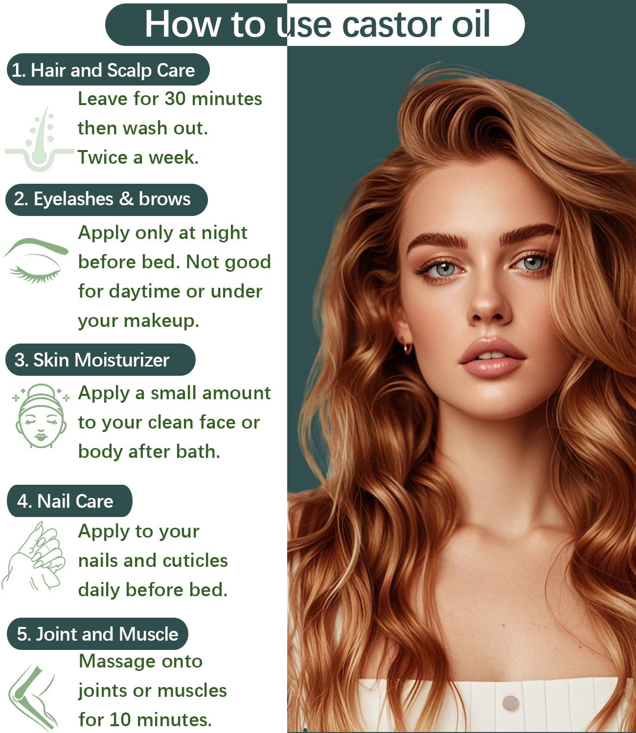 Aceite de ricino orgánico 100 % puro y natural para el crecimiento del cabello, aceite de ricino para piel, pestañas, uñas, cara, pestañas, cejas, prensado en frío, sin refinar, certificado