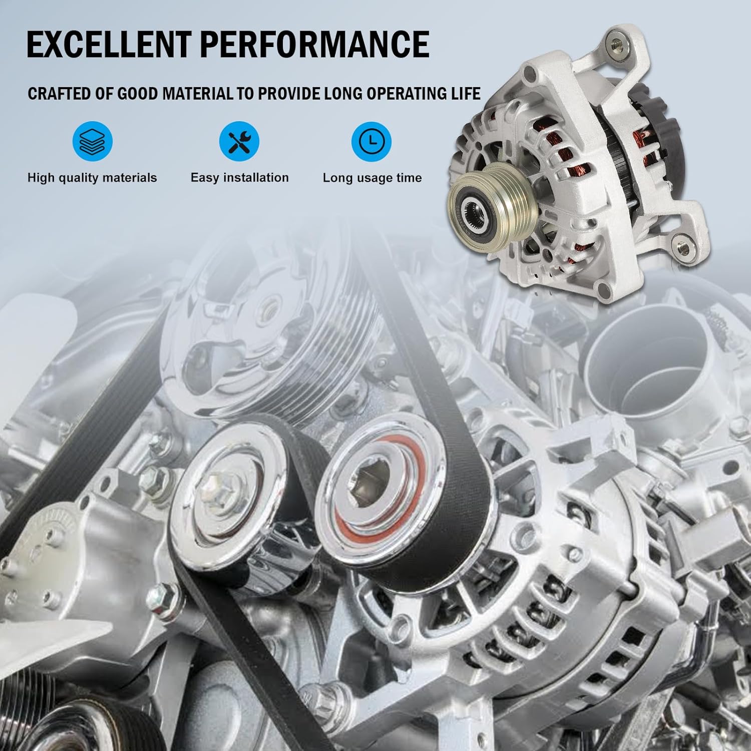 Alternator 12V 130A Compatible with Cruze LS 1.4L L4 2013 2014 2015 Alternator for Cruze Limited 2016 L4 1.4L Replace#13573791 13577411 13588298 23247389 95520019 95939943 95939944