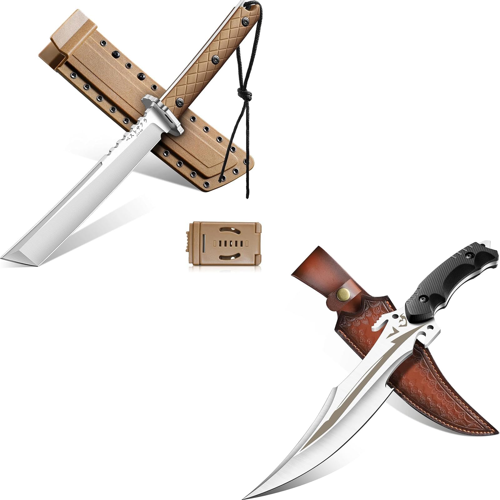 Fixed Blade Knife Set - with Sheaths, for Outdoor Survival