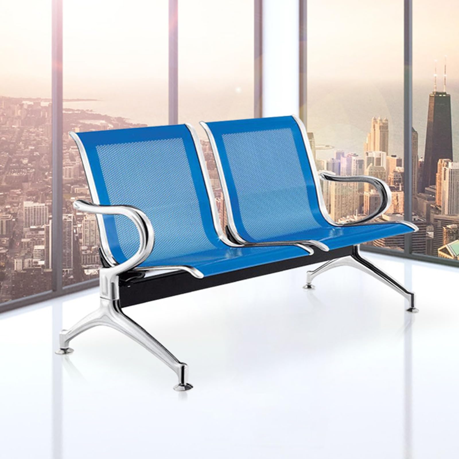 AYCDL 2-Person Waiting Room Chairs Airport Reception Bench with Backrest & Armrests Office Lobby Seating for Banks & Airports Lounge Furniture