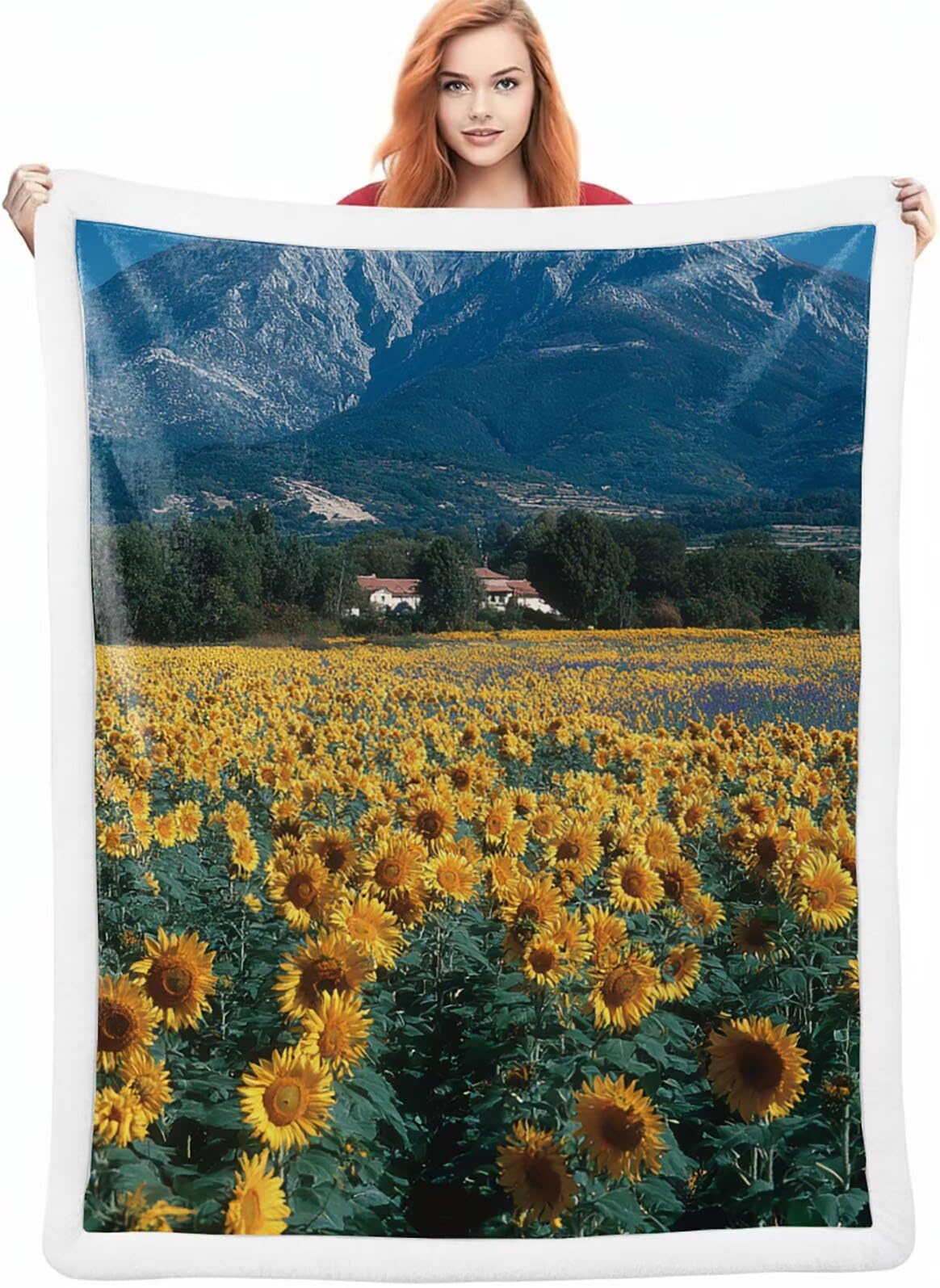 Zimowe koce górskie, kwiat koc sofa zima 140x200cm, miękkie przytulne ciepłe i puszyste dwustronne koce kaszmirowe ciepłe i przytulne uczucie A-4288