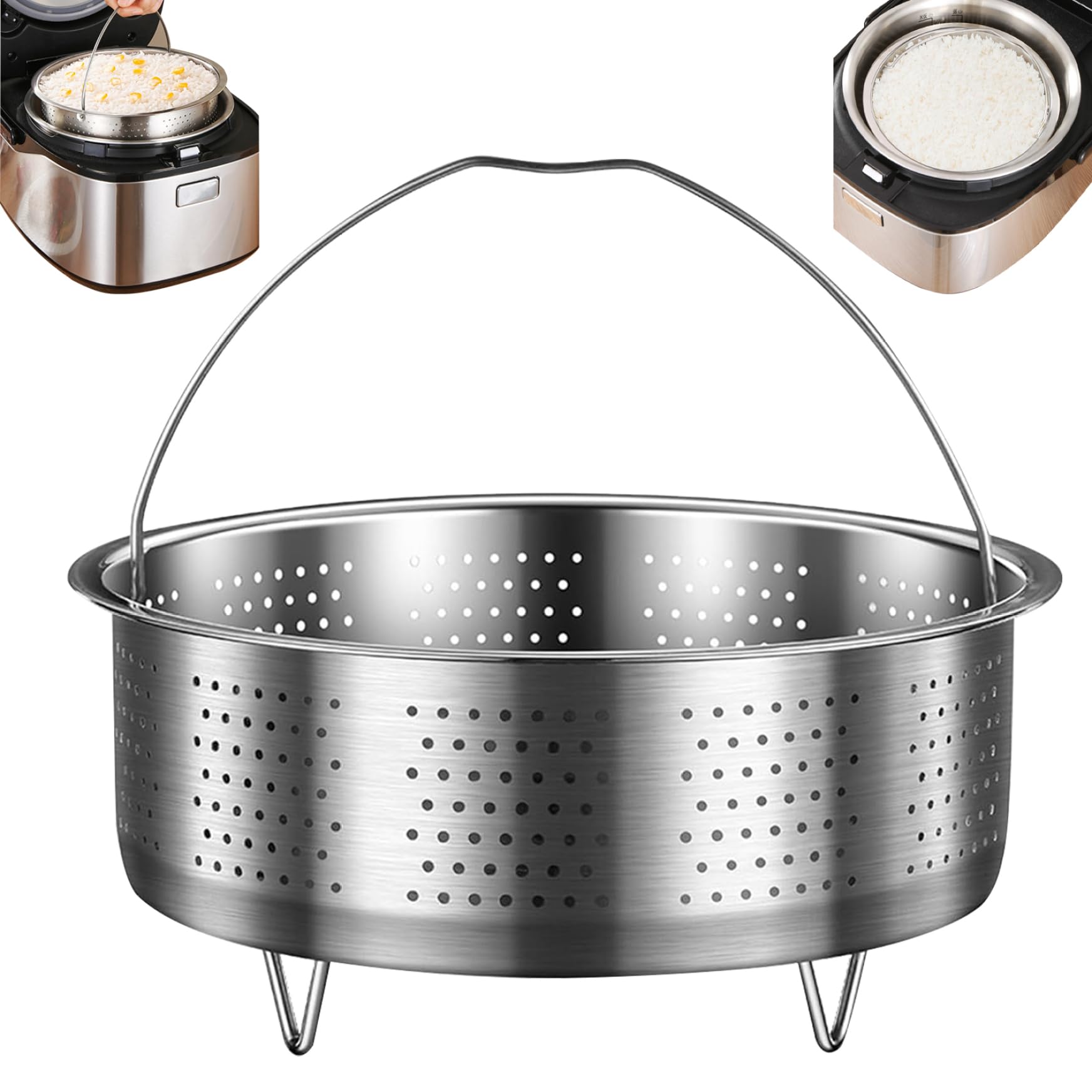 Panier Insert En Acier Inoxydable Avec Poignée Et Support De Jambe - Universel Pour Cuiseur à Riz, Poêle Et Marmite