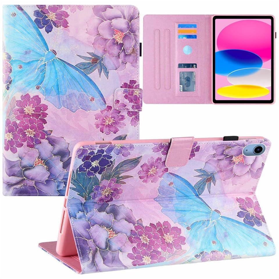 Étui iPad Pro 11 2021 à rabat imprimé floral pour travailler au café