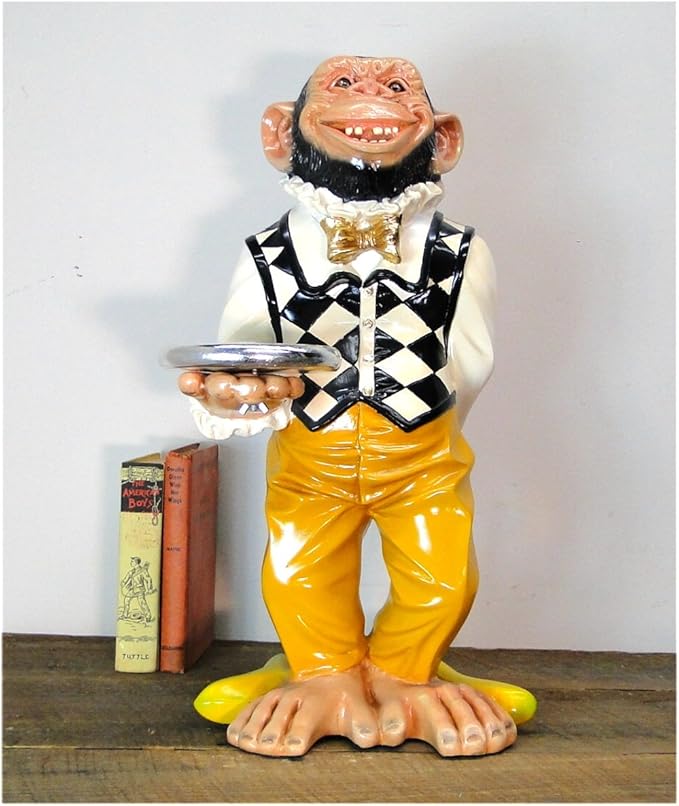 Monkeys 3 ft. Monkey Butler Statue Monkey Holding a Serving Tray Butler