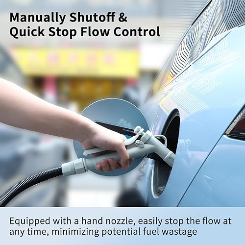 Miniatura 3 de Bomba de transferencia de combustible (3.2 GPM) con boquilla manual para control de flujo de parada rápida, bomba de gas automática de manguera de