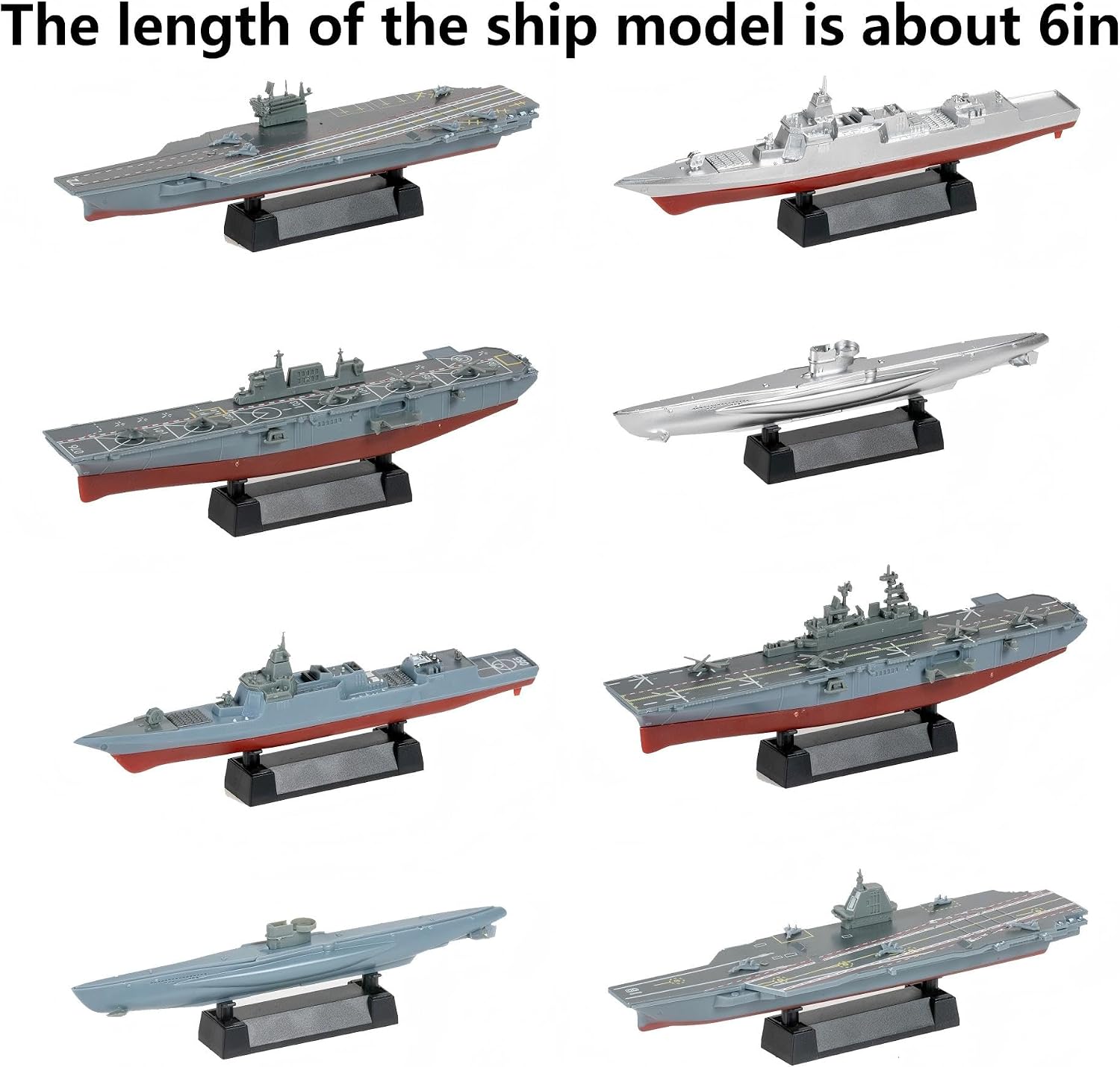 8 Pcs Warship Models | Bison Landing Craft | Submarines | Reconnaissance Ship | Destroyers | Tirpitz Battleship | DIY Assembly and Painting Kit for Collectors & Hobbyists