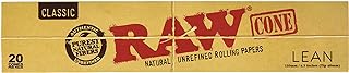 RAW Classic Natural Unrefined Pre Rolled Cones | Lean Size | 240 cones (12 packs, 20 cones/pk)