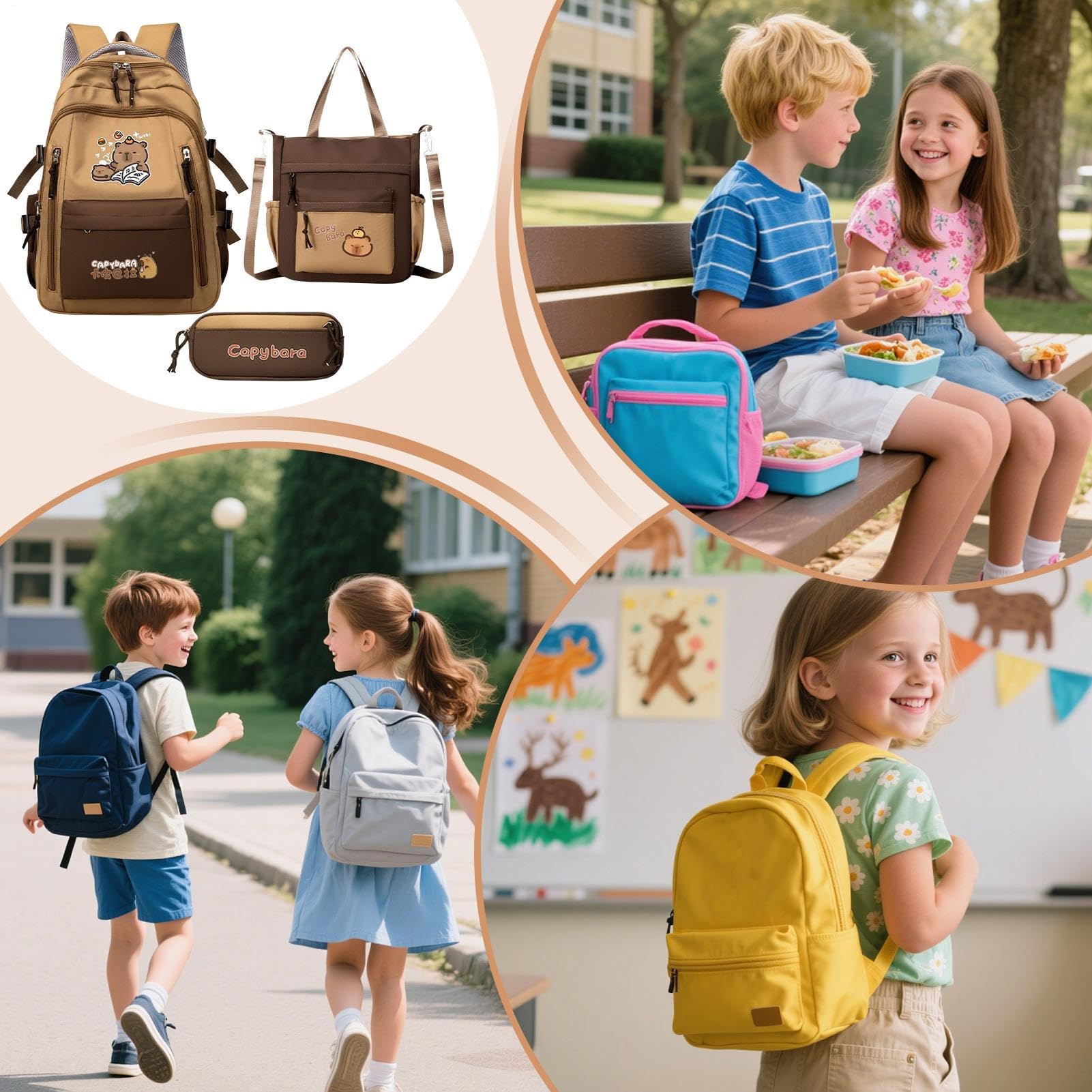 Tier Rucksack Set Federmappe Handtasche Set Schreibwaren Laptop | Niedlicher Igel Schulranzen Set Kinder Bücher, Kinder, Vorschulkinder, , Schüler, Teenager, Reisen, Picknick, Pendeln,