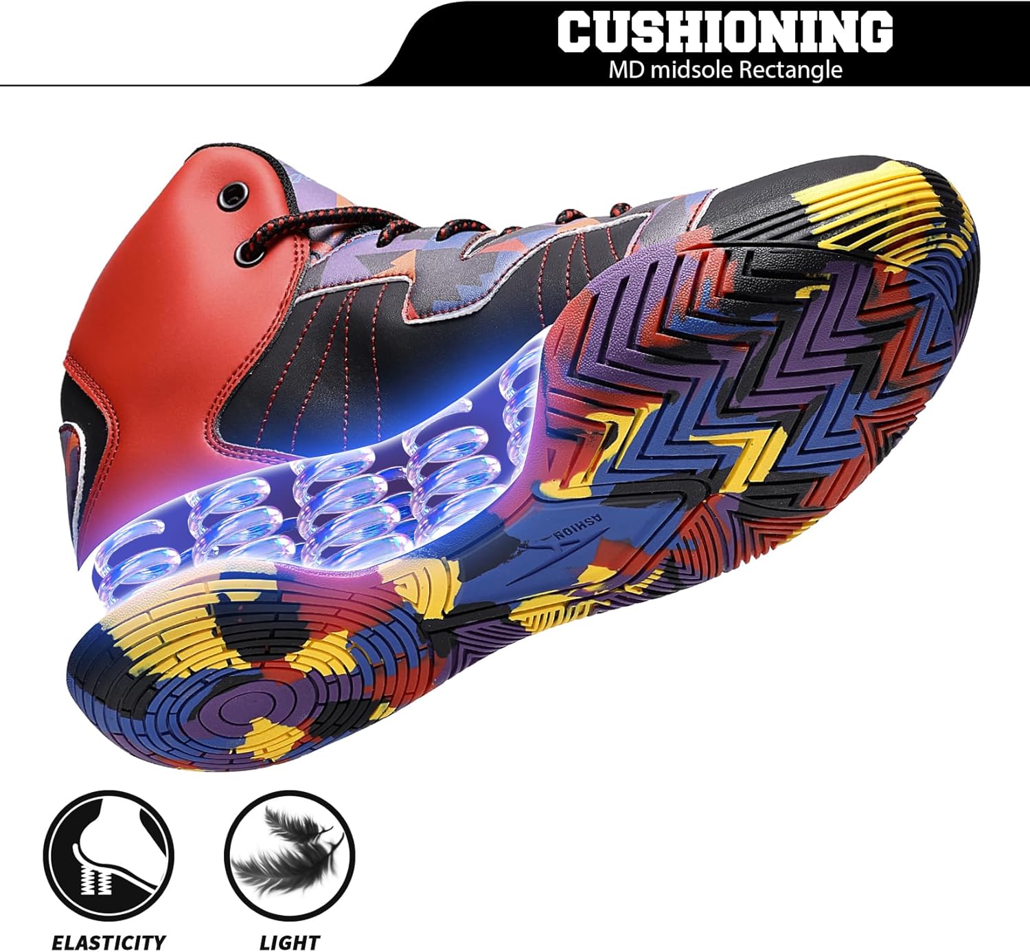 ASHION Mens Basketball Shoes High Top Streetball Lightweight Outdoor Sneakers Cushioning Shoes for Team Sports Athletic - Image 5