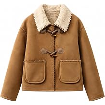 Girls Faux Suede Jackets Trendy Button Up Down Casual Coats