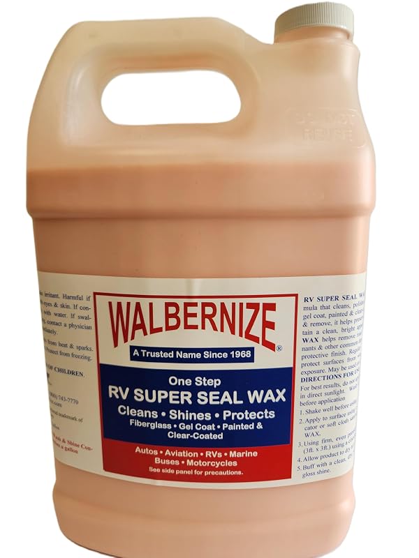 Cera líquida Walbernize RV Super Seal para pintura, fibra de vidro, vidro, barcos, trailers e aeronaves, frasco de 3,79 L