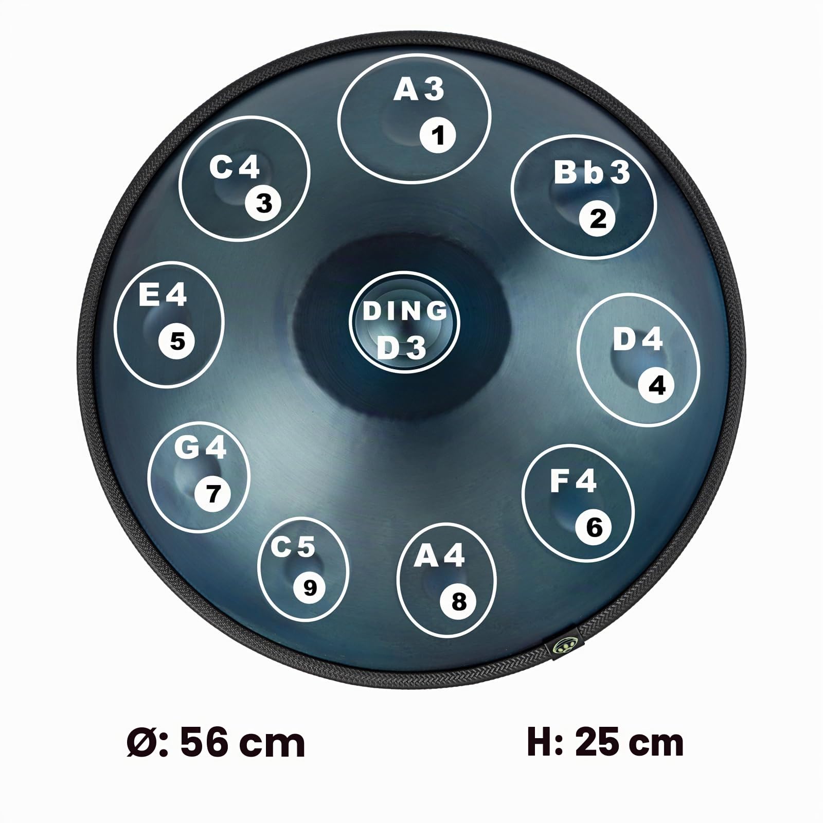 Handpan Drum Instrument 22 Zoll (55 cm) 10 Töne, 440 Hz D Minor handtrommel Music, Generates Meditation Sounds with Hand Pan, Ideal Handpan Instrument for Beginners