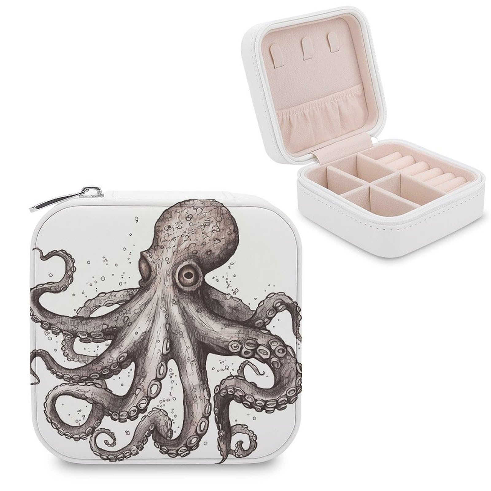 VstaDank Octopus Jewelry Box Exquisite Leather Jewelry Organizer Portable Trinket Organizer Fashion Travel Jewelry Case for Rings Earrings Necklaces Unique Gifts for Women