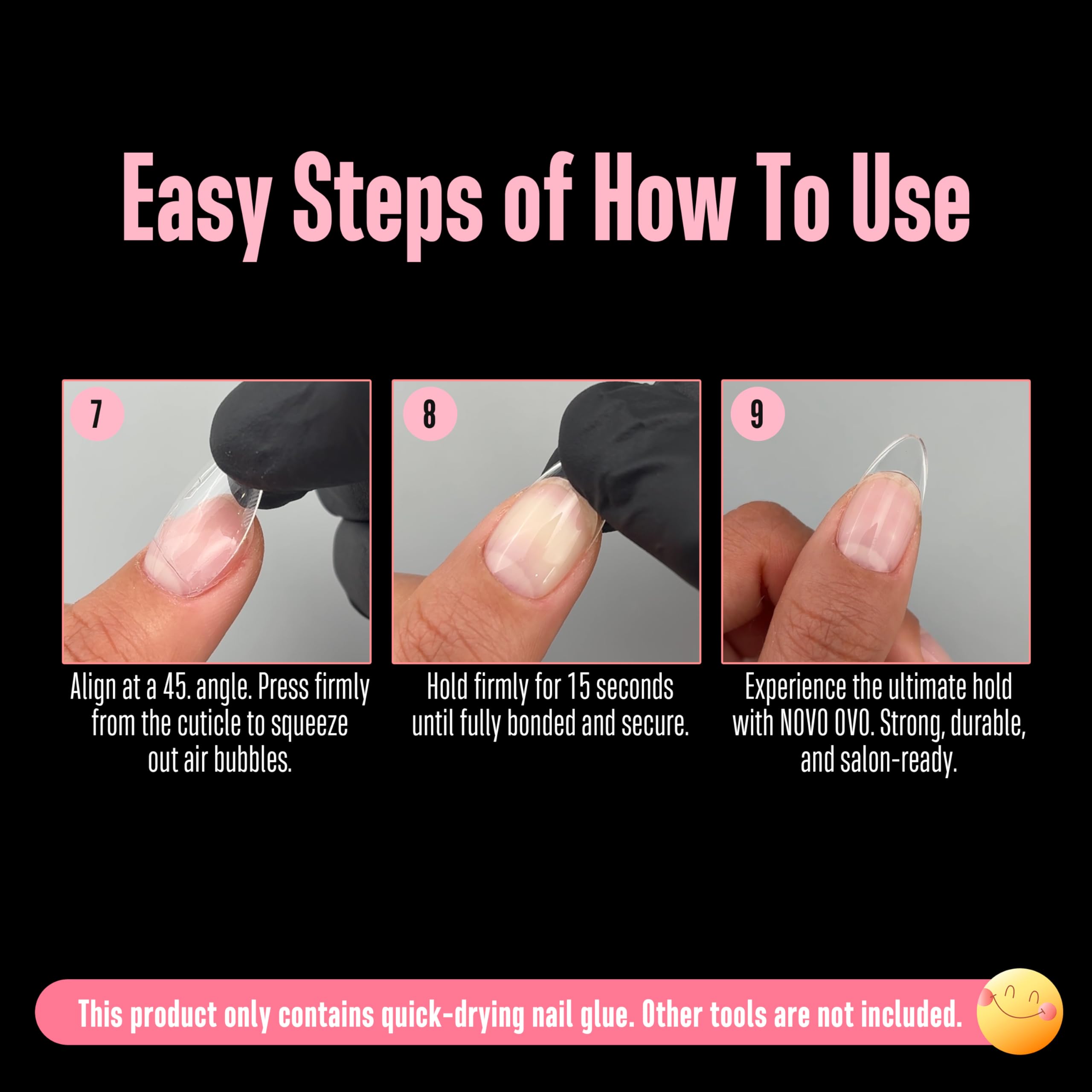 NOVO OVO Klej do paznokci Extra Mocny do Press On Nails i Tipsów (8 ml) – TPO i HEMA FREE. Brush On Nail Glue do sztucznych paznokci, akrylu i pękniętych paznokci. 21+ dni trzymania, 8 s czas