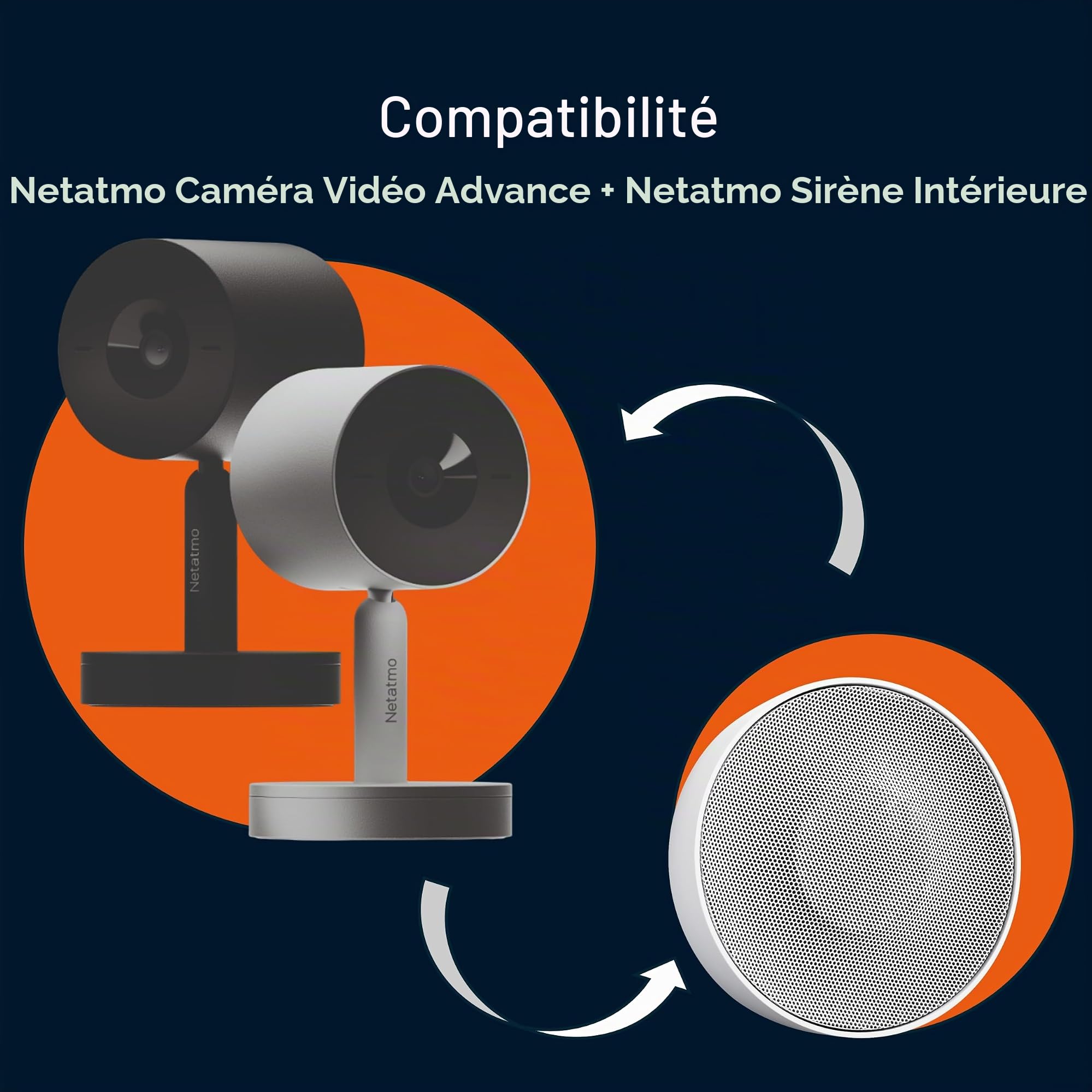 Netatmo NIS01-IT Sirène Interne Intelligente, sans Fil, 110 DB, Activation/désactivation Automatique, sans abonnement, alimenté par Piles ou par câble
