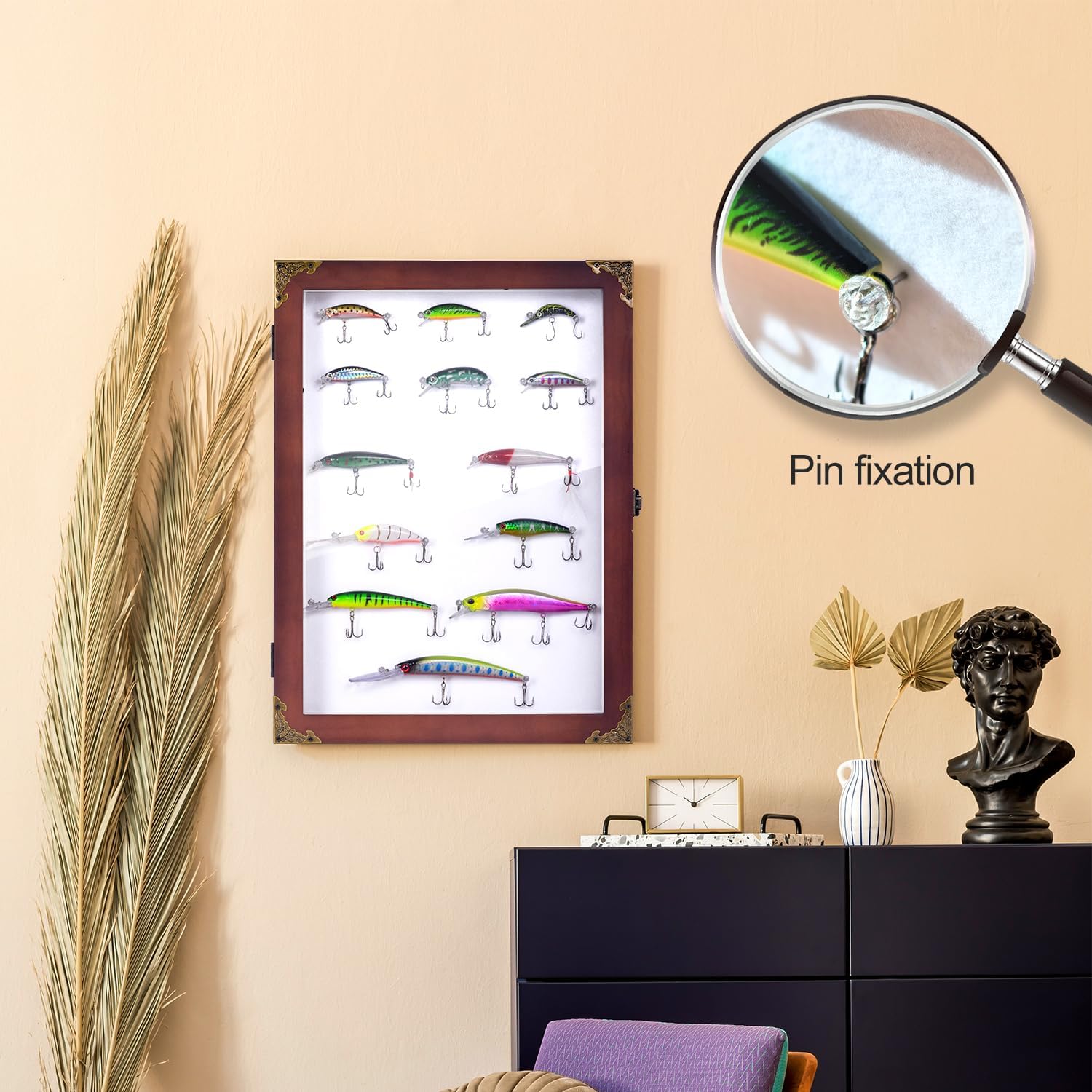 Fishing Lure Display case Display Lure Trophy Fishing Lure Collection Large Shadow Boxes Display Cases Bait Box wall Display Cabinet Lure Box Memory Box Fish Hook Display case