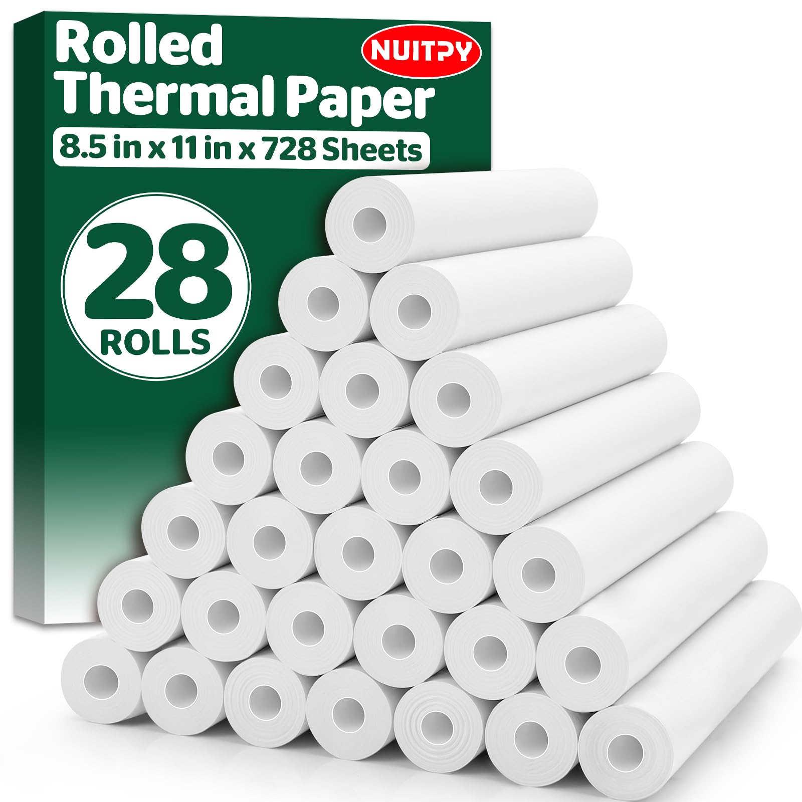 28 Rolls Thermal Printer Paper, About 728 Sheets 8.5" x 11" US Letter Size