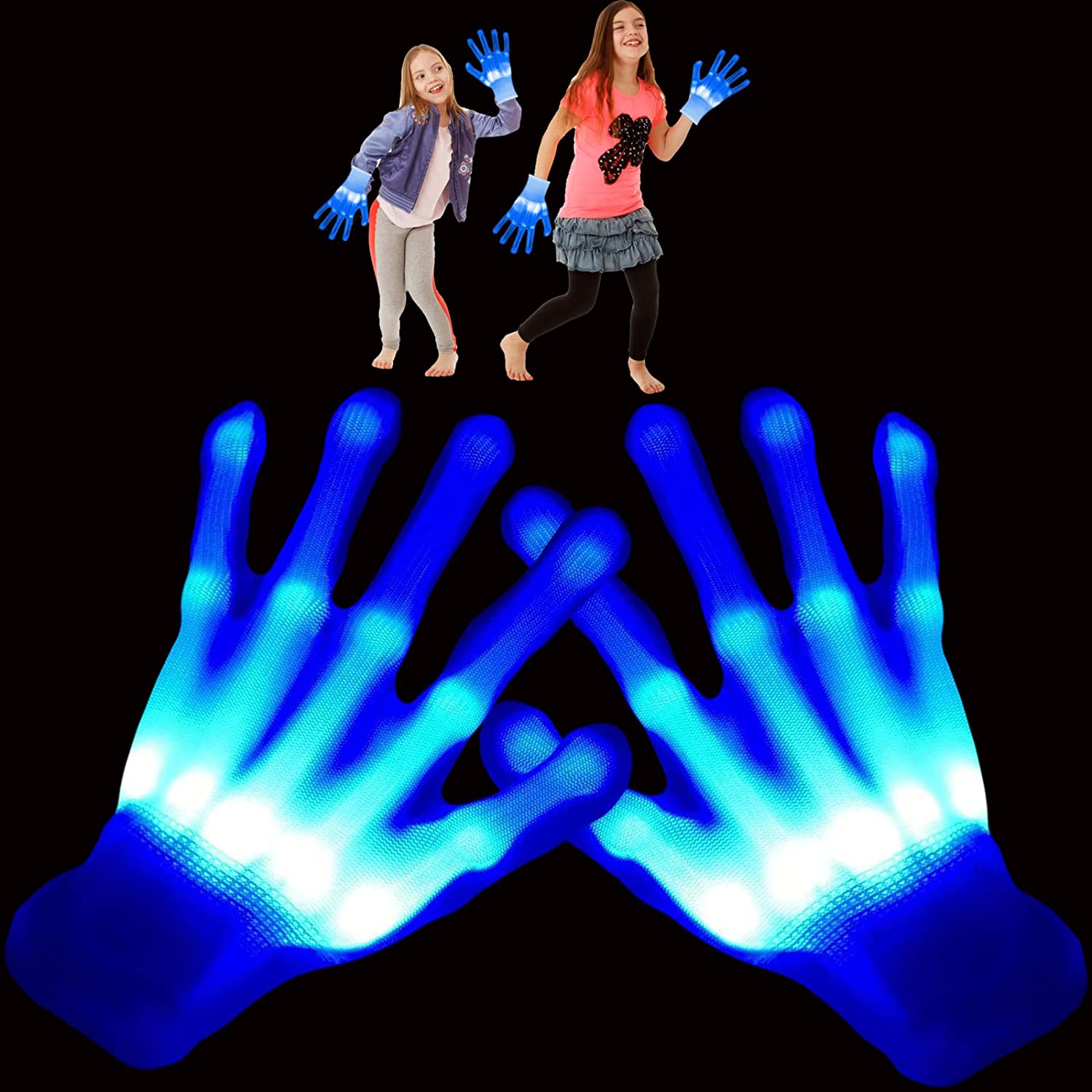 Illuminated Apparel Kids LED Light Up Flashing Gloves For Halloween Party Festival (4-7 Years