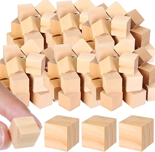 Miniatura 7 de Barydat 300 cubos de madera de 1 pulgada, bloques de madera sin terminar para manualidades, bloque de madera liso para manualidades, cubo de madera,