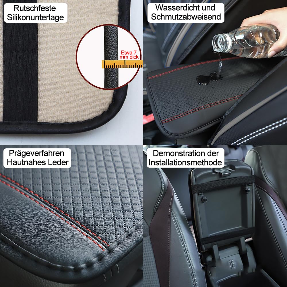 Coussin D'Accoudoir Voiture En Cuir PU – Housse Console Centrale Confortable, Ergonomique Pour Longs Trajets, Universel