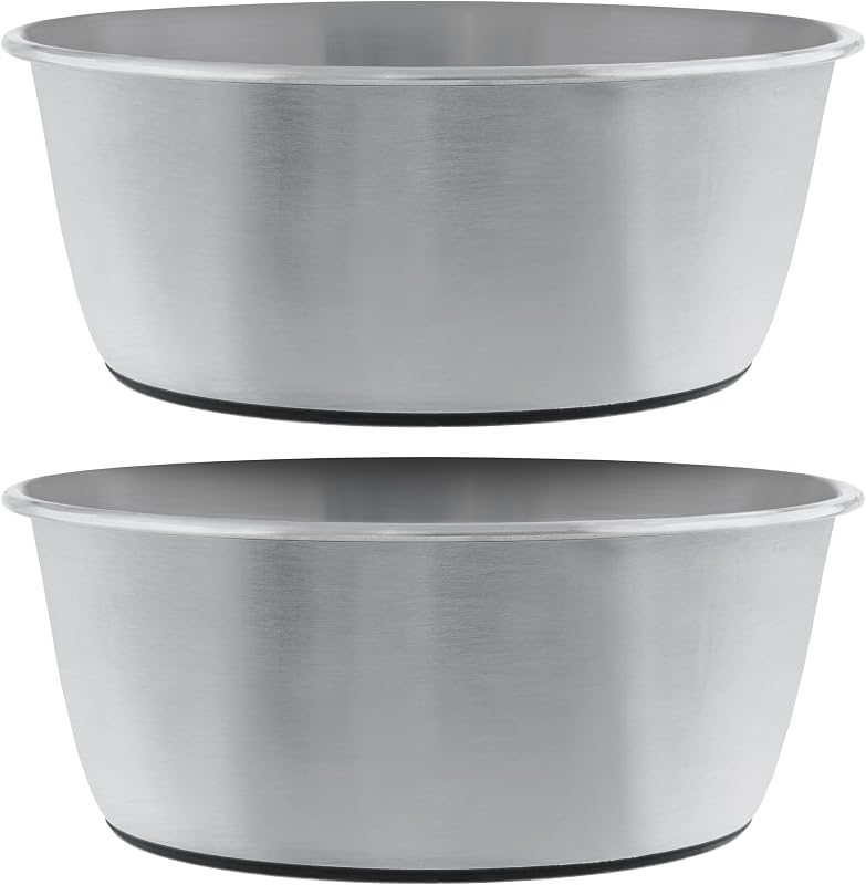 Tigelas para Cães em Aço Inoxidável com Base Antiderrapante Master Pet Supply, Pacote com 2 – 3,79 L