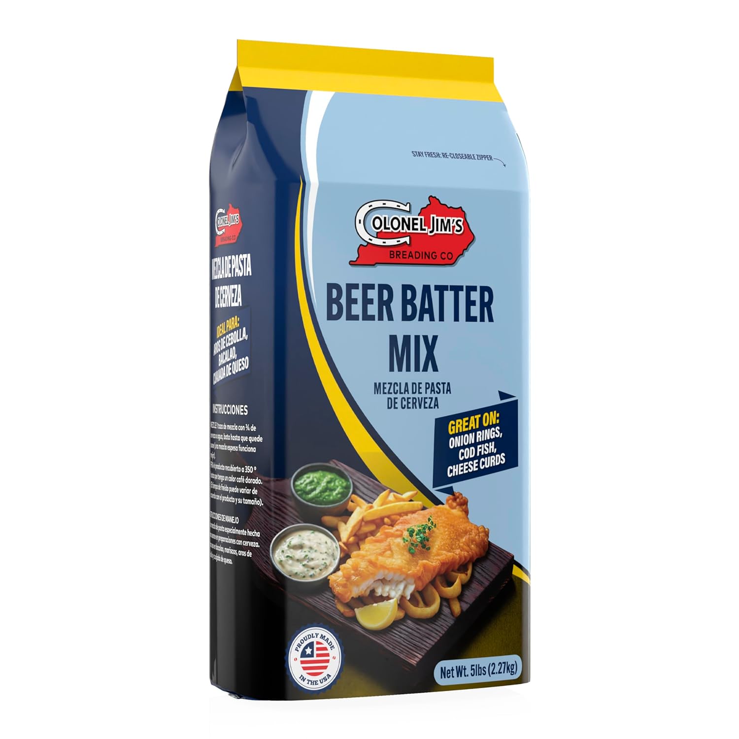 Colonel Jim's Beer Batter Mix, 5 lb Bags (Case of 6) - Classic Coating for Fish, Shrimp & Vegetables - Professional Restaurant-Quality - Made in USA