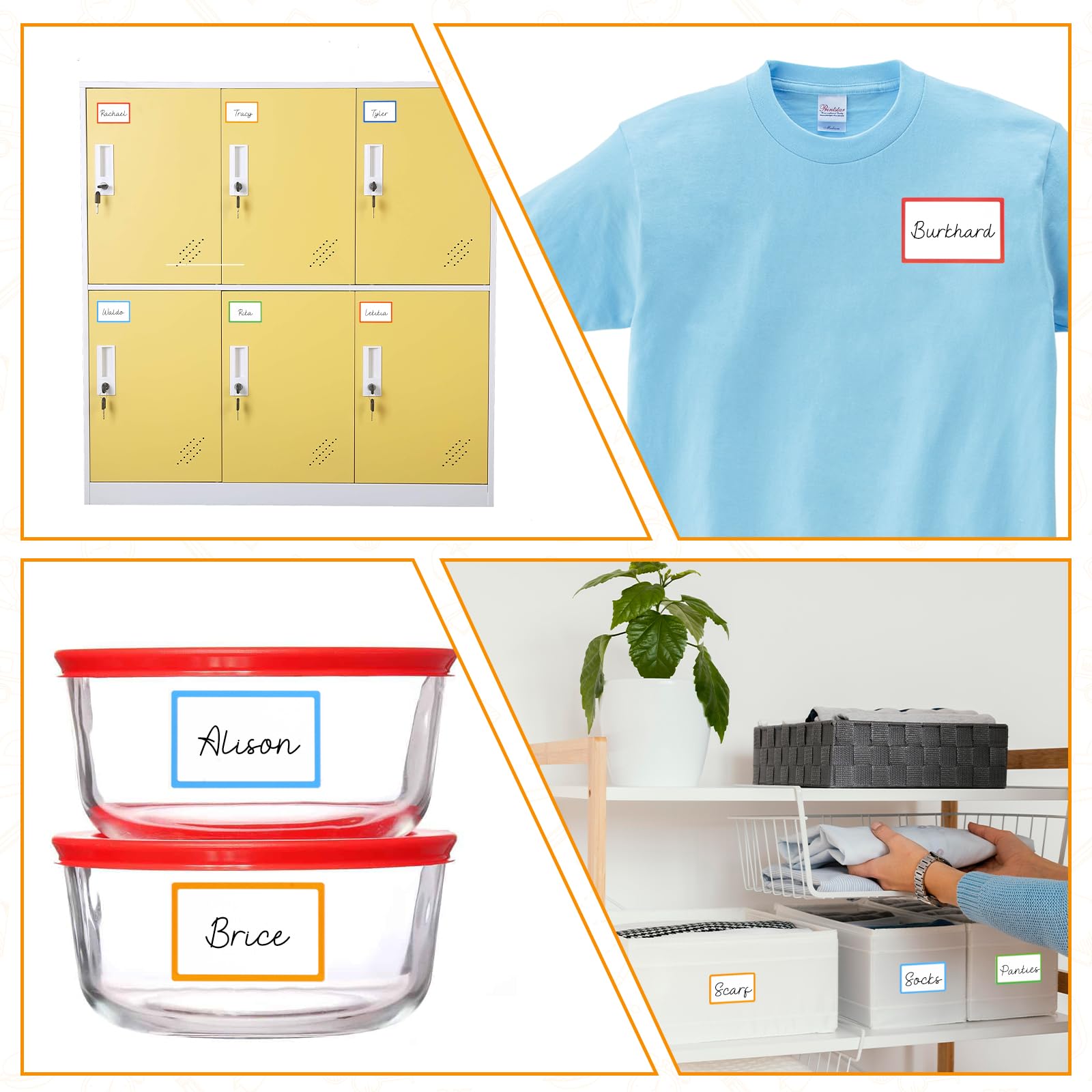 Utron Namensschilder, blanko, für Whiteboards, Schließfächer, Kühlschrank, Schule, Büro, Zuhause, 8,9 x 5,7 cm, 500 Stück